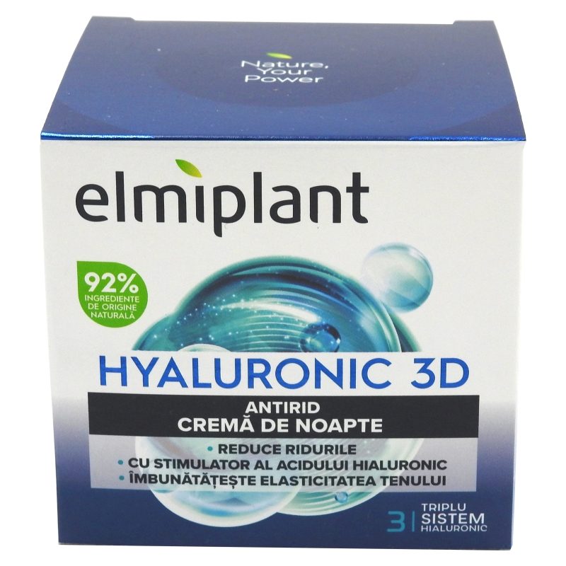 Crema Antirid de Noapte, Elmiplant, Hyaluronic, 50 ml 2