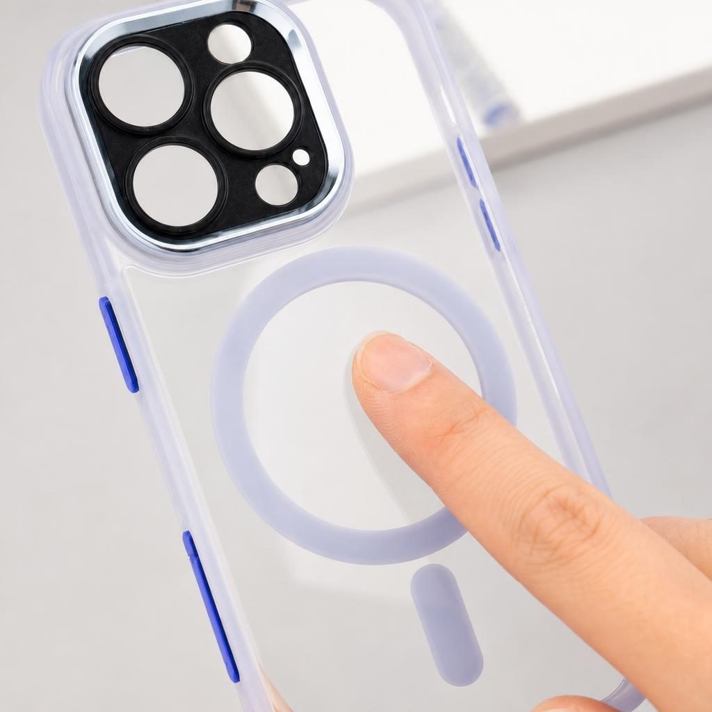Husa de Protectie Compatibil cu iPhone 16 Pro, Flippy, Incarcare Wireless, Tehnologie Magsafe, Carcasa din TPU/ PC, Protectie Camera, Antisoc, Antizgariere, Mov (lila) - Transparent