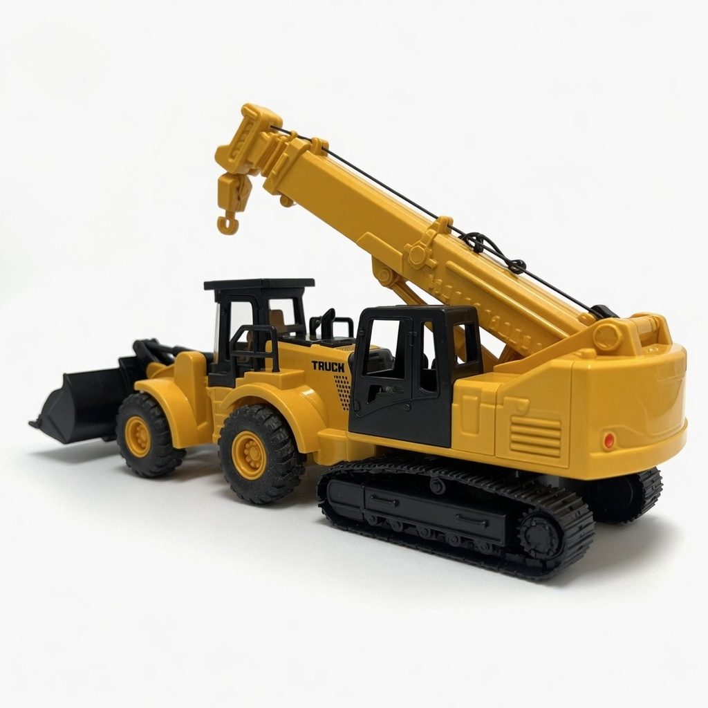 Set 2 Utilaje de Constructii cu Buldoexcavator si Macara, Jucarie Interactiva pentru Copii, Excavator si Macara cu Lumini si Sunete, Vehicule de Santier Realistic, Joaca de Constructii 2