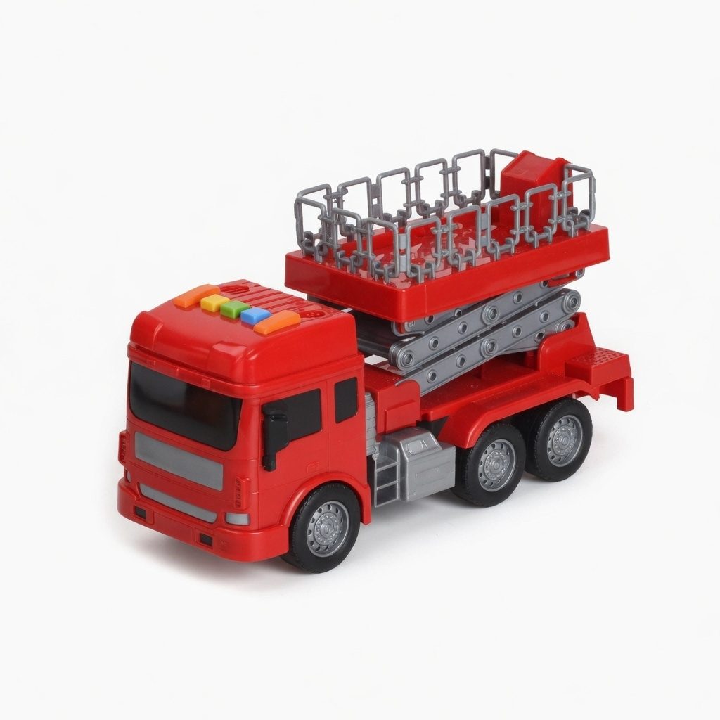 Vehicul de Pompieri cu Frictiune, Lumini si Sunete, Jucarie Interactiva Camion de Interventie pentru Copii, Masina de Salvare cu Scara Extensibila si Efecte Realiste, Aventura Eroica de Pompieri, Rosu 3
