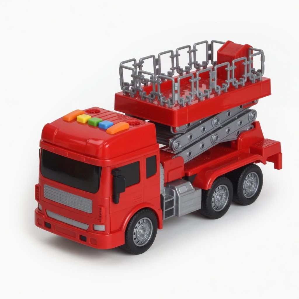 Vehicul de Pompieri cu Frictiune, Lumini si Sunete, Jucarie Interactiva Camion de Interventie pentru Copii, Masina de Salvare cu Scara Extensibila si Efecte Realiste, Aventura Eroica de Pompieri, Rosu 5