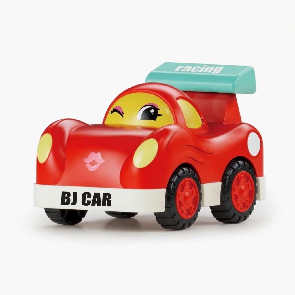 Masinuta De Curse Copii Cu Frictiune, Jucarie Interactiva Mini Car Cu Design Animat, Masina Cu Lumini Si Sunete, Vehicul Cartoon Cu Fata Zambitoare, Jucarie Educativa Pentru Copii 3+ Ani, Rosu 3