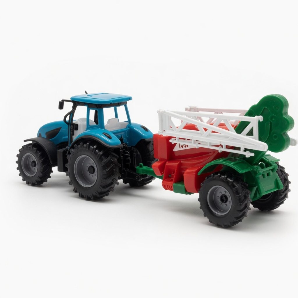 Tractor Cu Remorca De Erbicidat, Jucarie Agricola Cu Frictiune Si Pulverizator, Tractor Ferma Cu Utilaj De Stropit Si Brat Extensibil, Vehicul Agricol Realist Pentru Copii 3+ Ani, Albastru 5