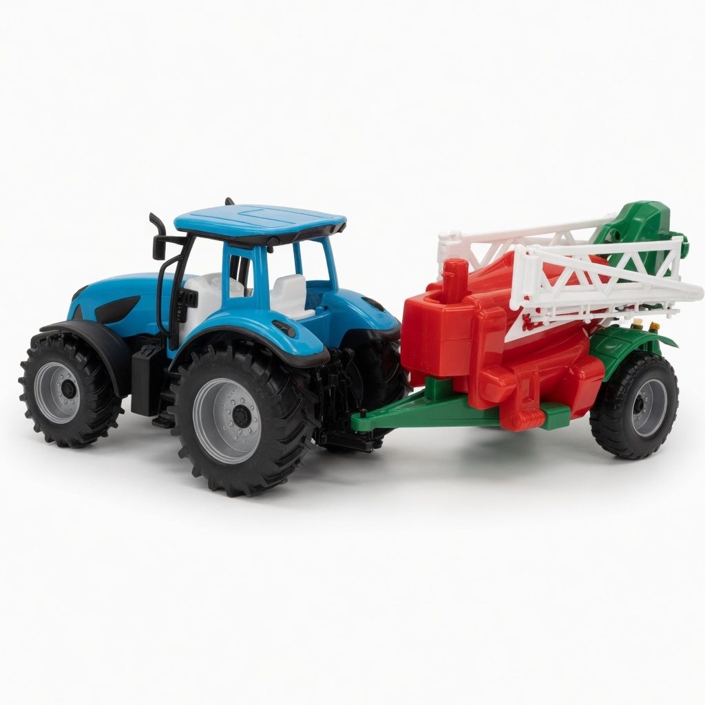 Tractor Cu Remorca De Erbicidat, Jucarie Agricola Cu Frictiune Si Pulverizator, Tractor Ferma Cu Utilaj De Stropit Si Brat Extensibil, Vehicul Agricol Realist Pentru Copii 3+ Ani, Albastru 4