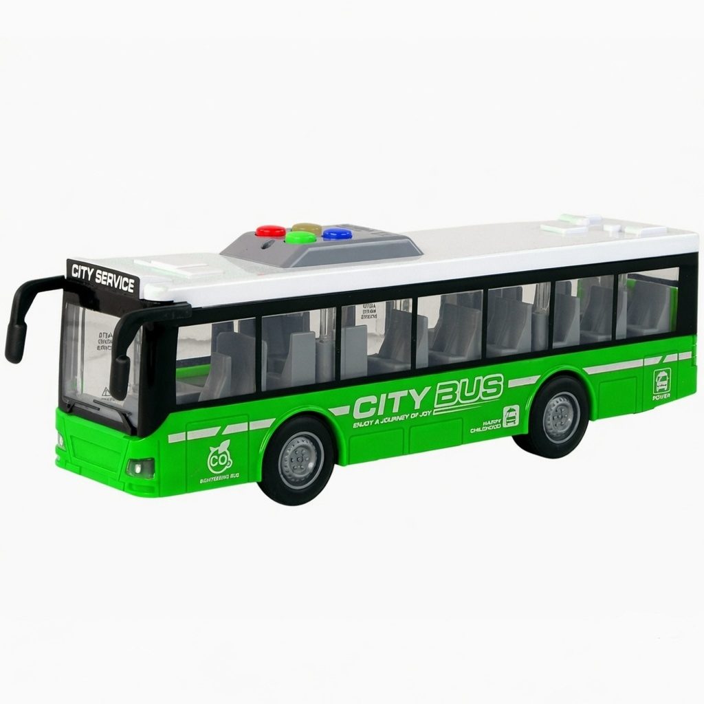 Autobuz Interactiv Verde, Cu Frictiune, Lumini Si Sunete, Jucarie Vehicul Urban Realist Pentru Copii, Autobuz Cu Design Modern, Efecte Luminoase Si Sonore, Aventura De Calatorie Prin Oras, Pentru Copii 3+ Ani 3