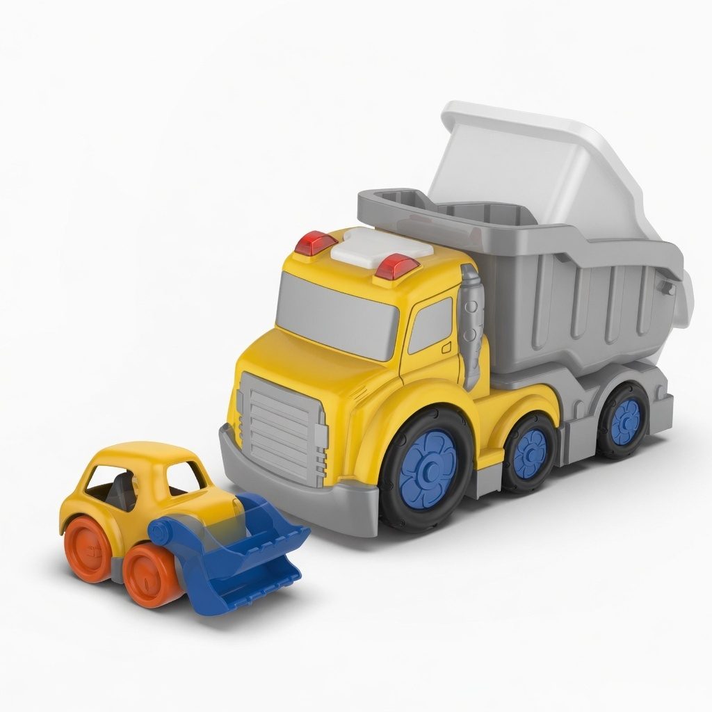 Camion Basculanta Cu Frictiune Oraselul Agitat, Cu Lumini Si Sunete, Jucarie Interactiva Utilaj Constructii Copii, Basculanta Cu Bena Rabatabila Si Masinuta Inclusa, Vehicul Santier Pentru Copii 3+ Ani, Galben 5