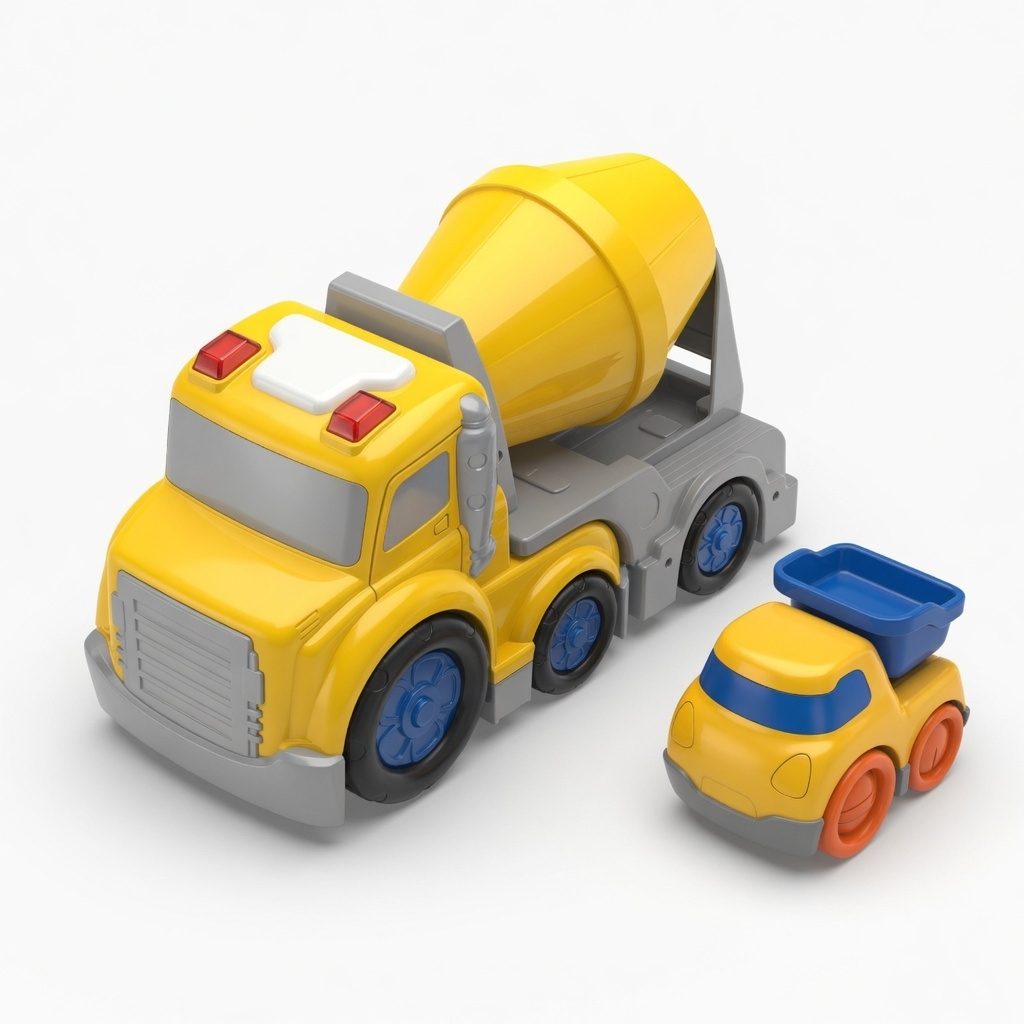 Betoniera Cu Frictiune Oraselul Agitat, Cu Lumini Si Sunete, Jucarie Interactiva Utilaj Constructii Copii, Camion Betoniera Cu Tambur Rotativ Si Masinuta Inclusa, Vehicul Santier Pentru Copii 3+ Ani, Galben Deschis 3