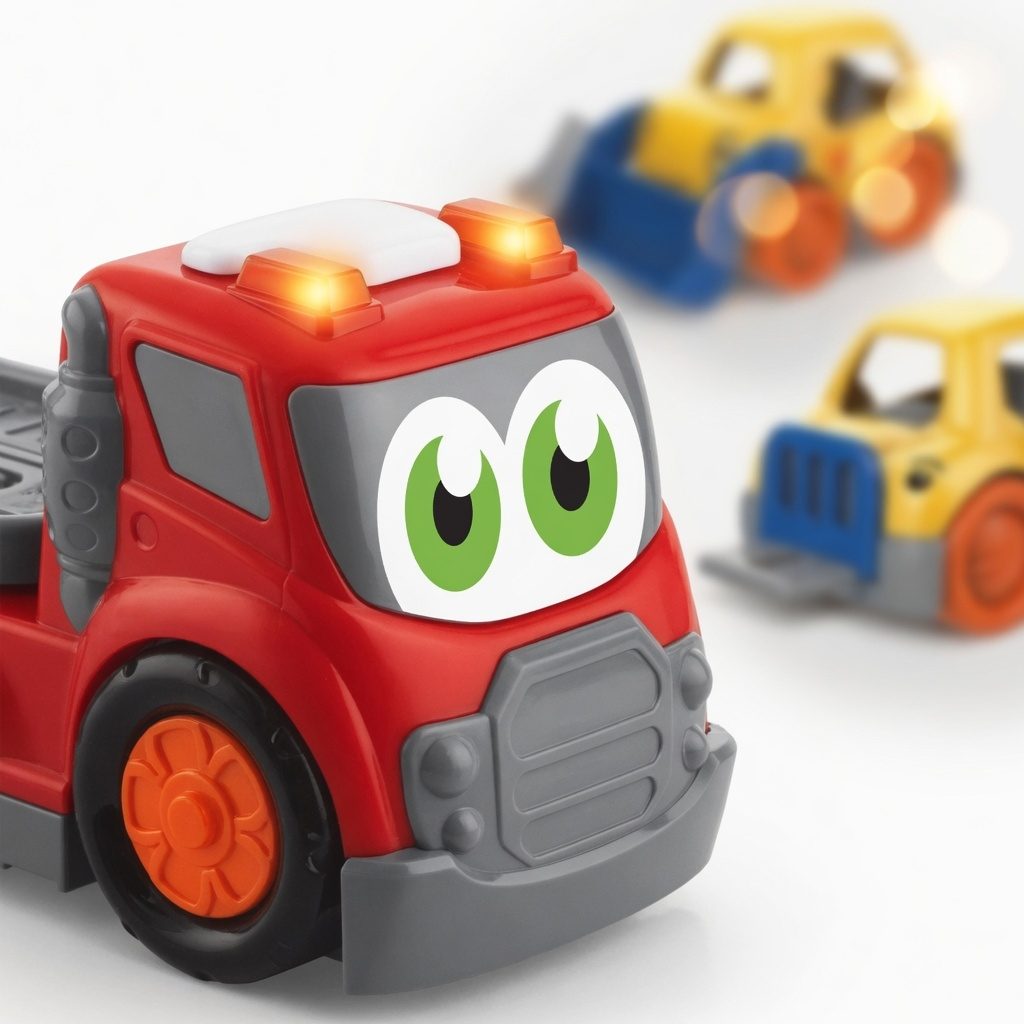 Camion Platforma Transport Masini Cu Frictiune Oraselul Agitat, Cu Lumini Si Sunete, Jucarie Interactiva Camion Cu Rampa Si 2 Masinute Incluse, Vehicul Transport Auto Pentru Copii 18+ Luni, Rosu 5