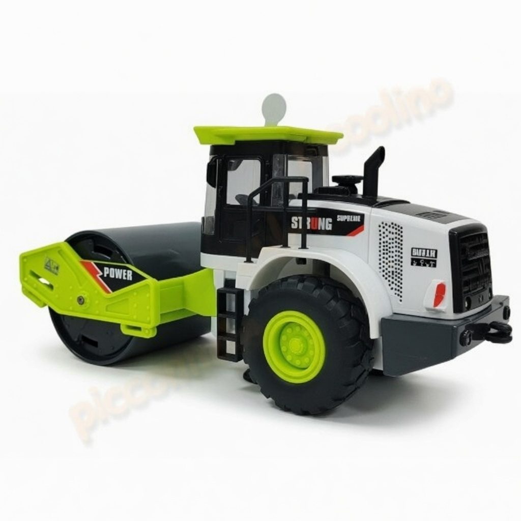 Compactor Drum Cu Frictiune Pentru Copii, Jucarie Utilaj Constructii Cu Rola Mare Frontala Si Directie, Vehicul Santier Tip Road Roller Realist Cu Lumini Si Sunete, Masina Nivelare Drumuri Mare, Copii 3+ Ani, Verde 5