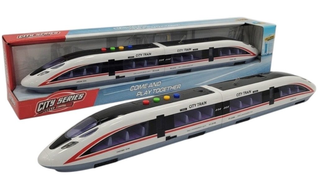 Tren De Mare Viteza Pentru Copii Tip City Train, Jucarie Locomotiva Moderna Cu Design Realist, Tren Pasageri Lung Cu Detalii Aerodinamice, Jucarie Transport Feroviar Pentru Joaca Si Colectie Copii 3+ Ani, Alb 1