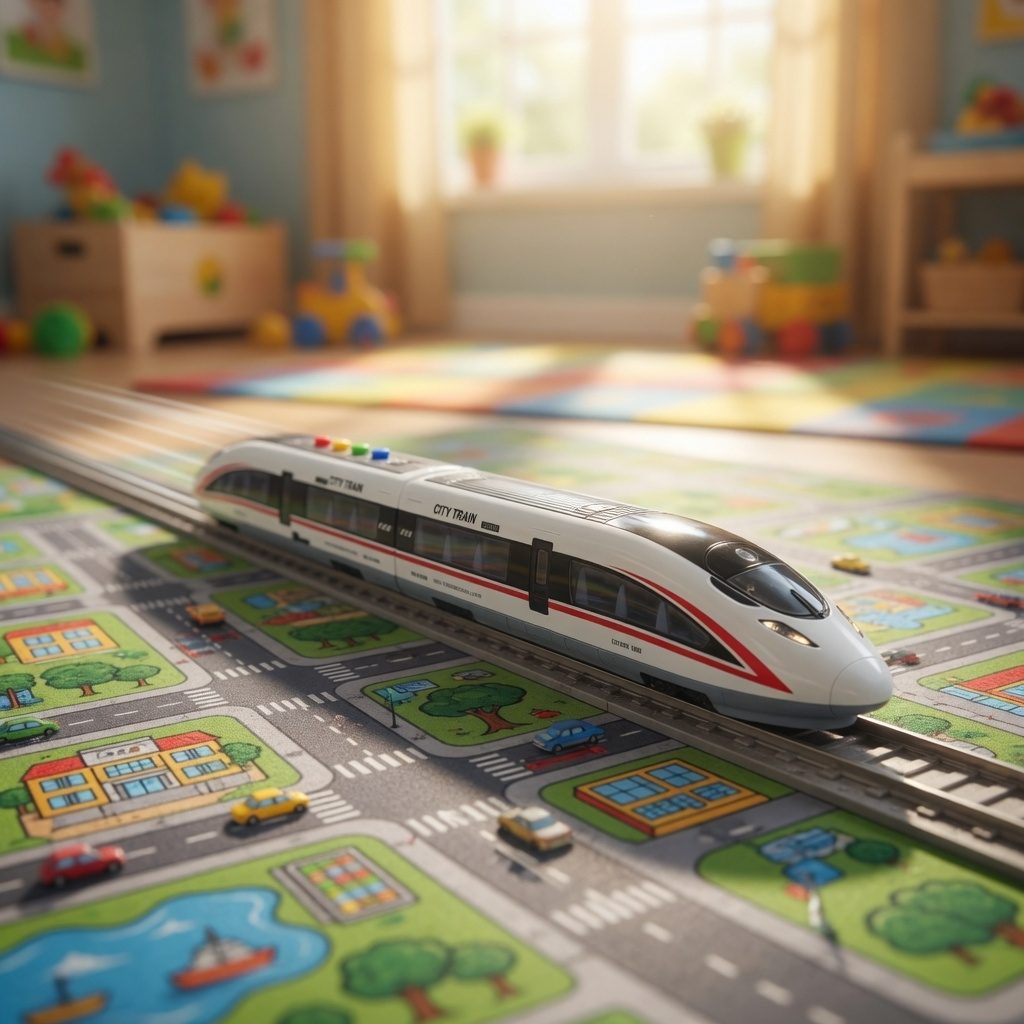 Tren De Mare Viteza Pentru Copii Tip City Train, Jucarie Locomotiva Moderna Cu Design Realist, Tren Pasageri Lung Cu Detalii Aerodinamice, Jucarie Transport Feroviar Pentru Joaca Si Colectie Copii 3+ Ani, Alb 2