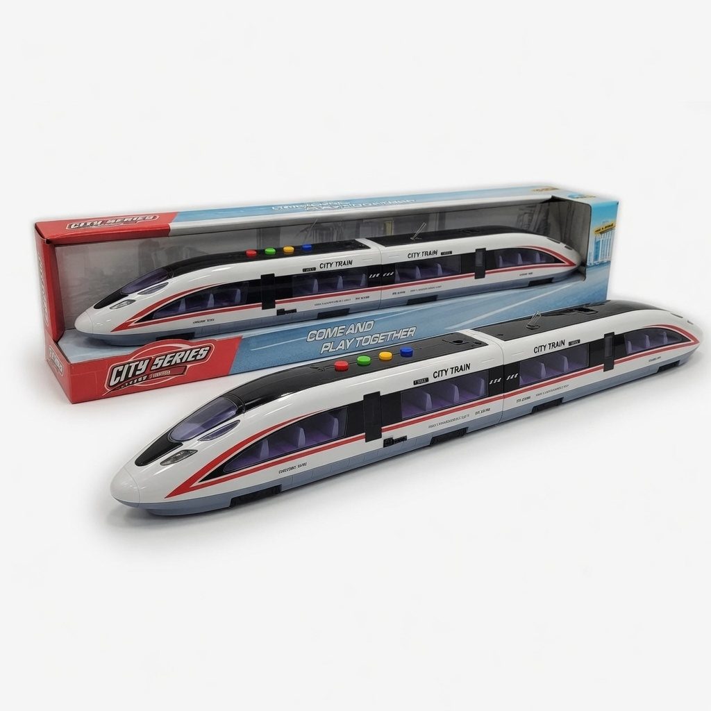 Tren De Mare Viteza Pentru Copii Tip City Train, Jucarie Locomotiva Moderna Cu Design Realist, Tren Pasageri Lung Cu Detalii Aerodinamice, Jucarie Transport Feroviar Pentru Joaca Si Colectie Copii 3+ Ani, Alb 4