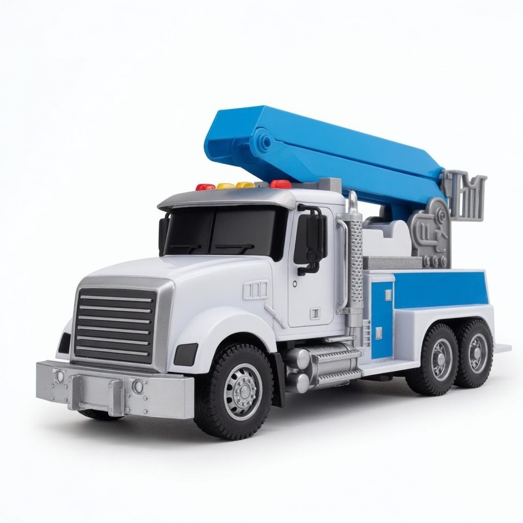 Camion Cu Scara Telescopica Cu Frictiune, Cu Lumini Si Sunete, Jucarie Interactiva Autospeciala Interventie, Camion Cu Macara Si Platforma Extensibila, Vehicul Constructii Realist, Efecte Luminoase Si Sonore, Pentru Copii 3+ Ani 5