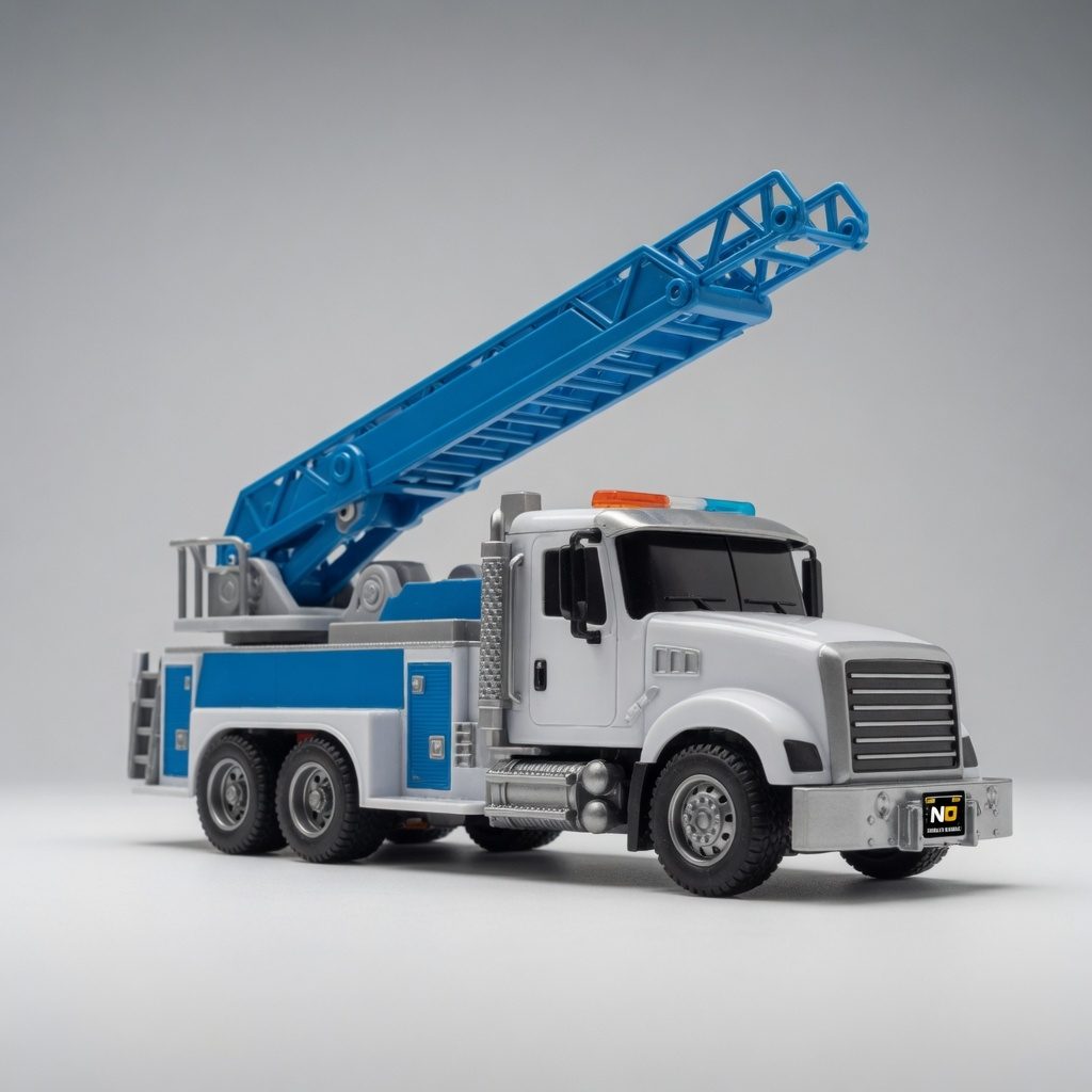 Camion Cu Scara Telescopica Cu Frictiune, Cu Lumini Si Sunete, Jucarie Interactiva Autospeciala Interventie, Camion Cu Macara Si Platforma Extensibila, Vehicul Constructii Realist, Efecte Luminoase Si Sonore, Pentru Copii 3+ Ani 4