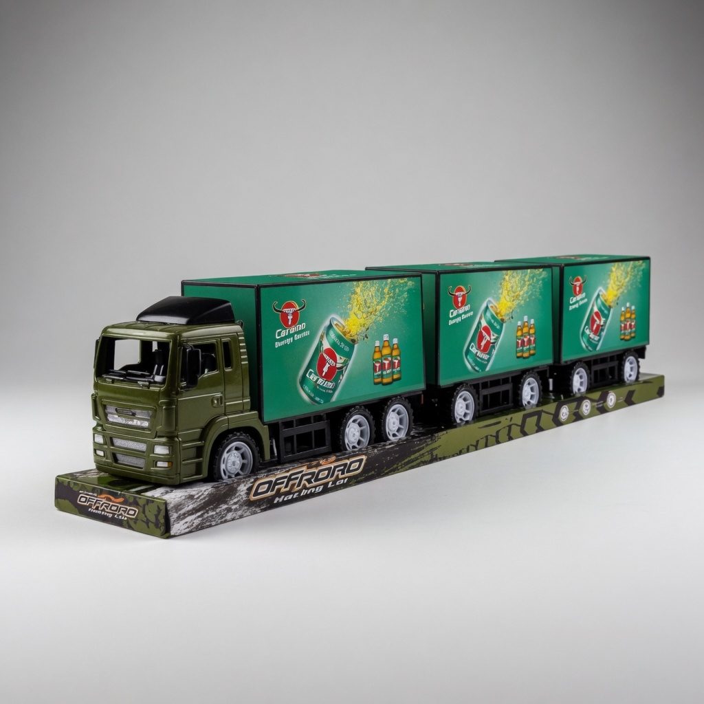 Camion Cu Remorca Tripla Si Containere, Cu Frictiune, Jucarie Interactiva Transport Marfa, Tir Lung Cu 3 Remorci Si Container Detasabil, Vehicul Transport Logistic Realist, Camion Mare 80CM, Pentru Copii 3+ Ani, Verde 4