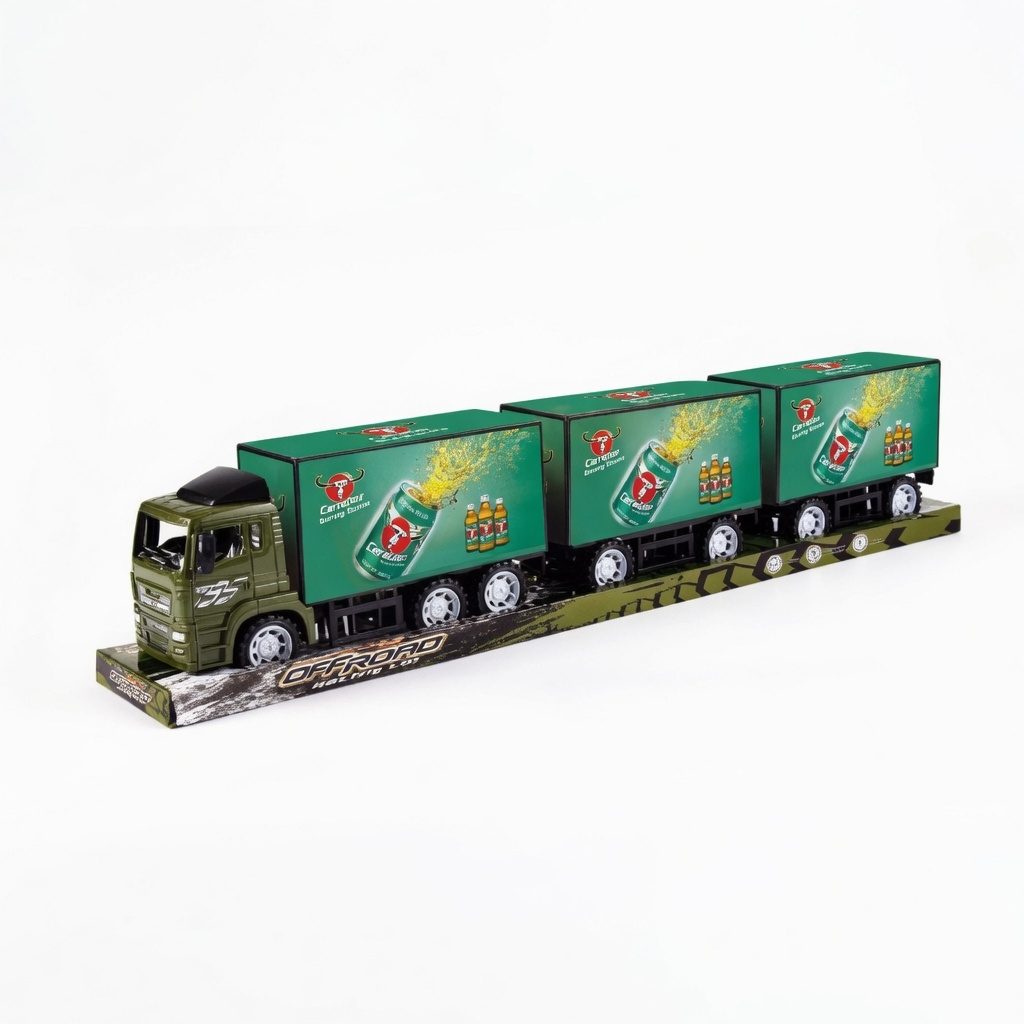 Camion Cu Remorca Tripla Si Containere, Cu Frictiune, Jucarie Interactiva Transport Marfa, Tir Lung Cu 3 Remorci Si Container Detasabil, Vehicul Transport Logistic Realist, Camion Mare 80CM, Pentru Copii 3+ Ani, Verde 5