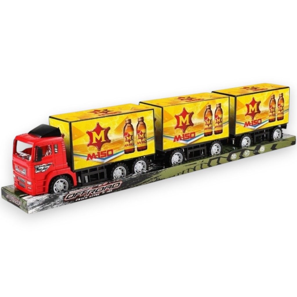 Camion Cu Remorca Tripla Si Containere, Cu Frictiune, Jucarie Interactiva Transport Marfa, Tir Lung Cu 3 Remorci Si Container Detasabil, Vehicul Transport Logistic Realist, Camion Mare 80CM, Pentru Copii 3+ Ani, Rosu 3