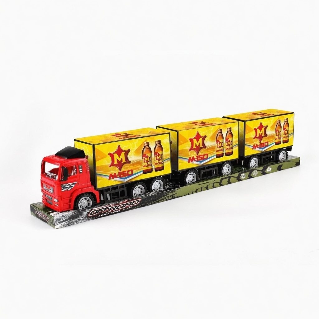 Camion Cu Remorca Tripla Si Containere, Cu Frictiune, Jucarie Interactiva Transport Marfa, Tir Lung Cu 3 Remorci Si Container Detasabil, Vehicul Transport Logistic Realist, Camion Mare 80CM, Pentru Copii 3+ Ani, Rosu 5