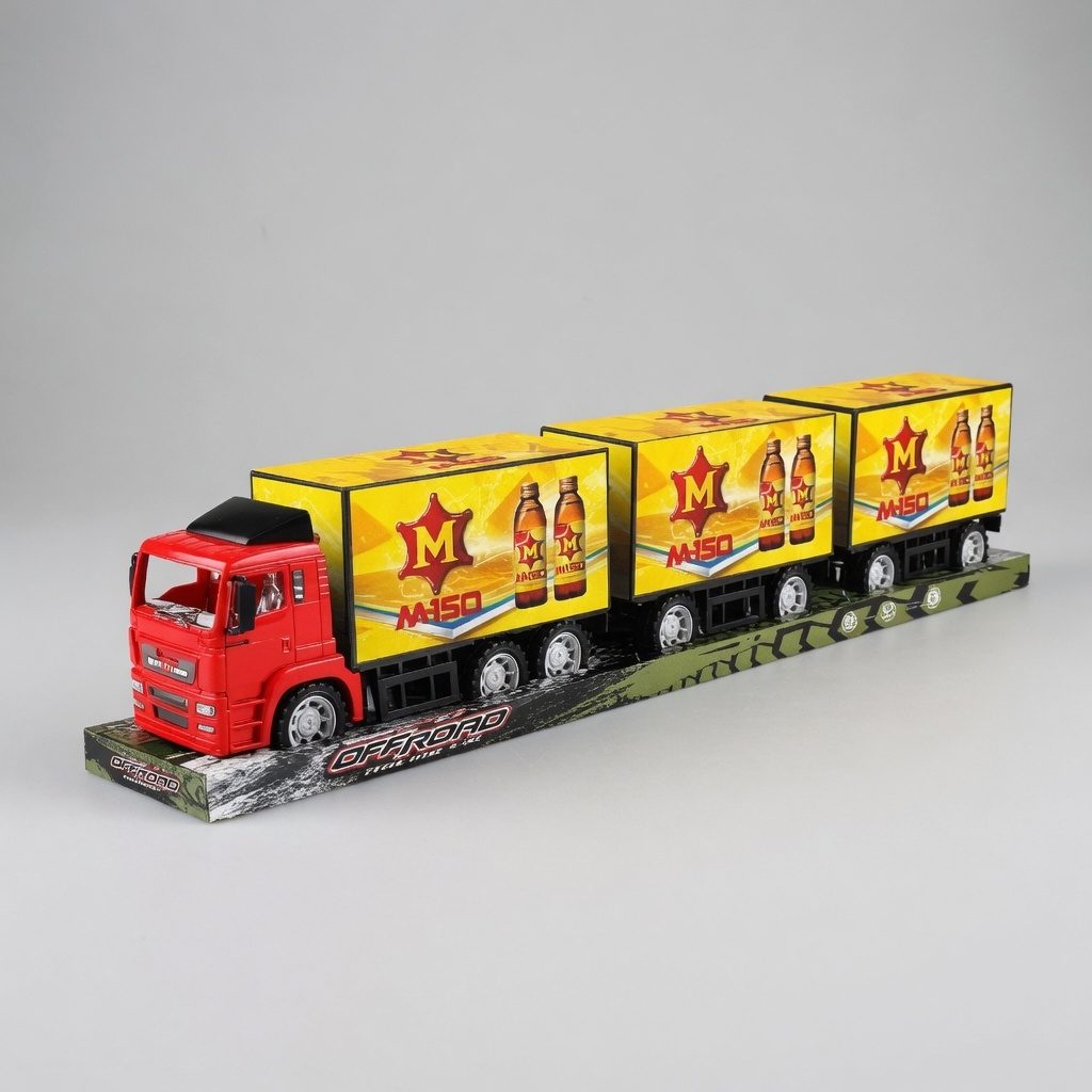 Camion Cu Remorca Tripla Si Containere, Cu Frictiune, Jucarie Interactiva Transport Marfa, Tir Lung Cu 3 Remorci Si Container Detasabil, Vehicul Transport Logistic Realist, Camion Mare 80CM, Pentru Copii 3+ Ani, Rosu 4