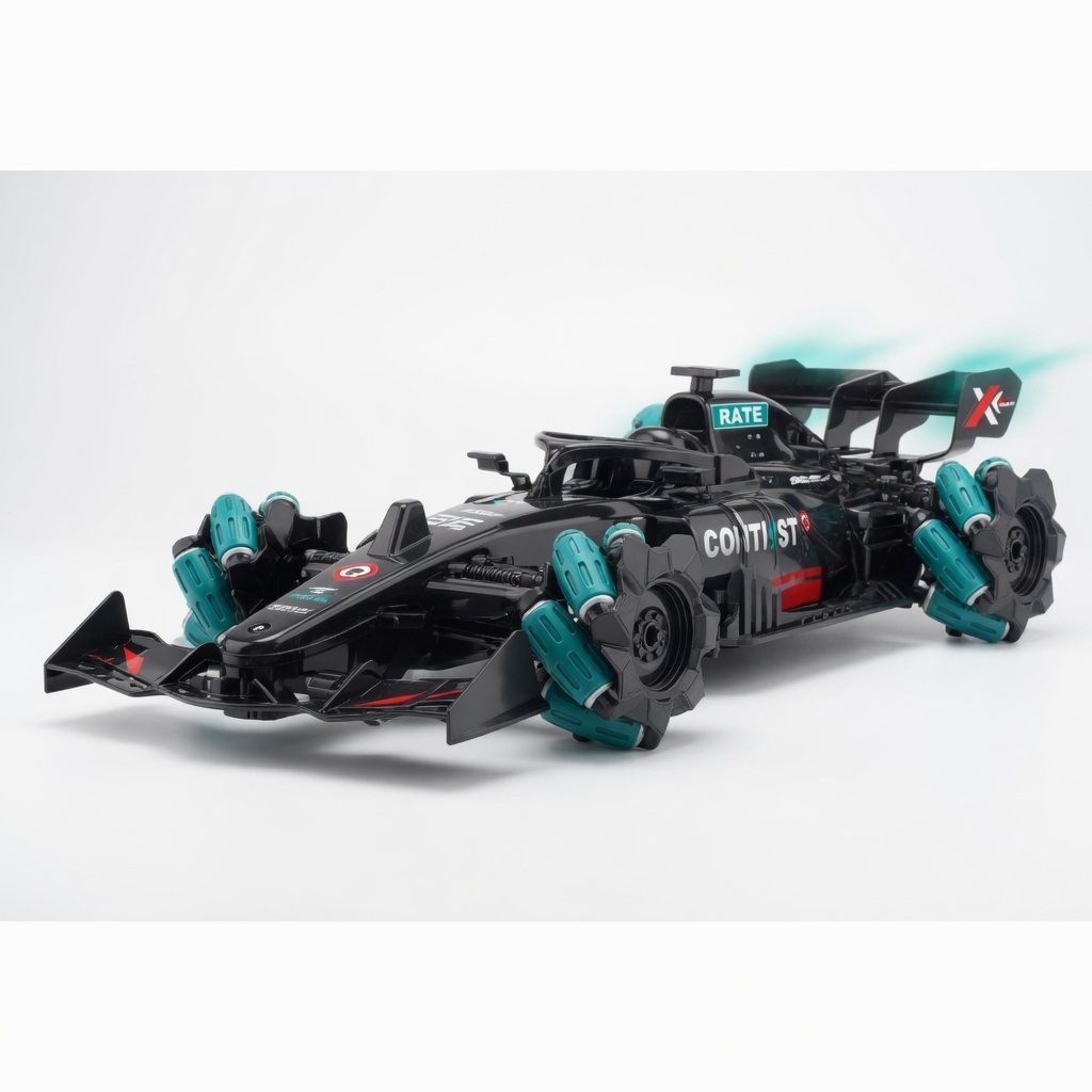 Masina RC Drift 2.4GHz, Scara 1:16, Pentru Copii Cu Roti Rotative 360° Si Lumini LED, Masinuta Stunt Controlata Din Telecomanda Cu Miscare Laterala Si Efecte Luminoase, Vehicul RC Interactiv Cu Incarcare USB Copii 3+ Ani, Negru/Verde 4