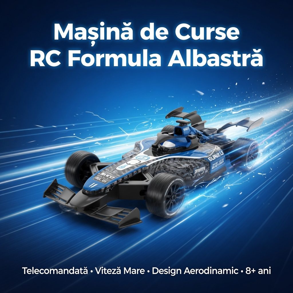 Masina Formula 1 Cu Telecomanda, Masina RC Sport Cu Design F1 Si Control Wireless, Masina De Curse Rapida Cu Telecomanda Si Directie Precisa, Jucarie Auto Interactiva Pentru Copii 3+ Ani, Albastru 2
