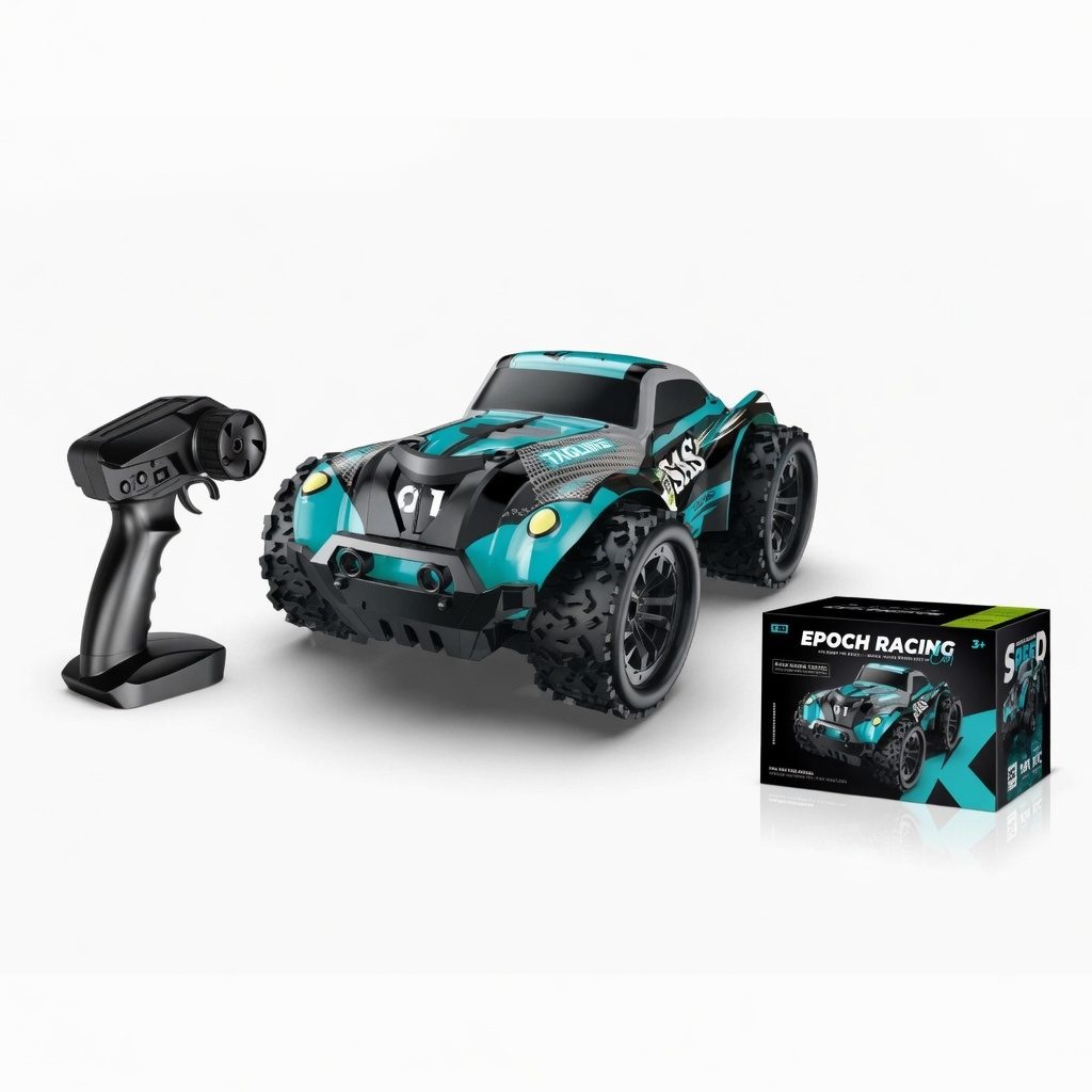Masina RC Off Road 4x4 Cu Telecomanda 2.4GHz Si Control Prin Aplicatie Telefon, Masina Cu Suspensii Mari Si Design Racing, Vehicul Rapid Cu Control Wireless Stabil, Masina Interactiva Pentru Joaca Interior Exterior Copii 3+ Ani, Albastru 5