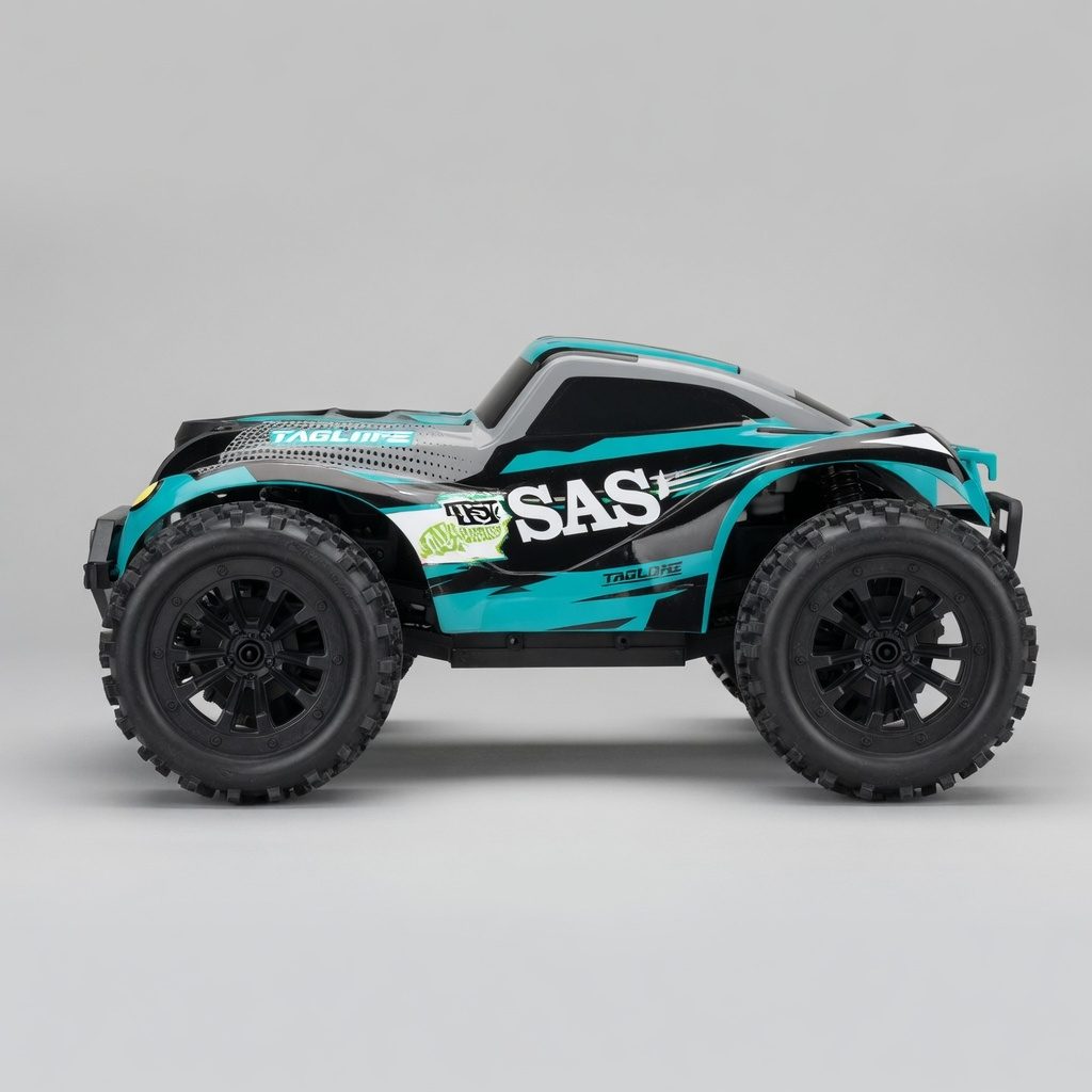 Masina RC Off Road 4x4 Cu Telecomanda 2.4GHz Si Control Prin Aplicatie Telefon, Masina Cu Suspensii Mari Si Design Racing, Vehicul Rapid Cu Control Wireless Stabil, Masina Interactiva Pentru Joaca Interior Exterior Copii 3+ Ani, Albastru 4