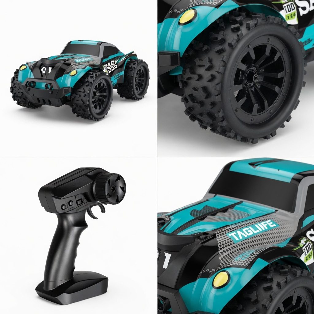Masina RC Off Road 4x4 Cu Telecomanda 2.4GHz Si Control Prin Aplicatie Telefon, Masina Cu Suspensii Mari Si Design Racing, Vehicul Rapid Cu Control Wireless Stabil, Masina Interactiva Pentru Joaca Interior Exterior Copii 3+ Ani, Albastru 3