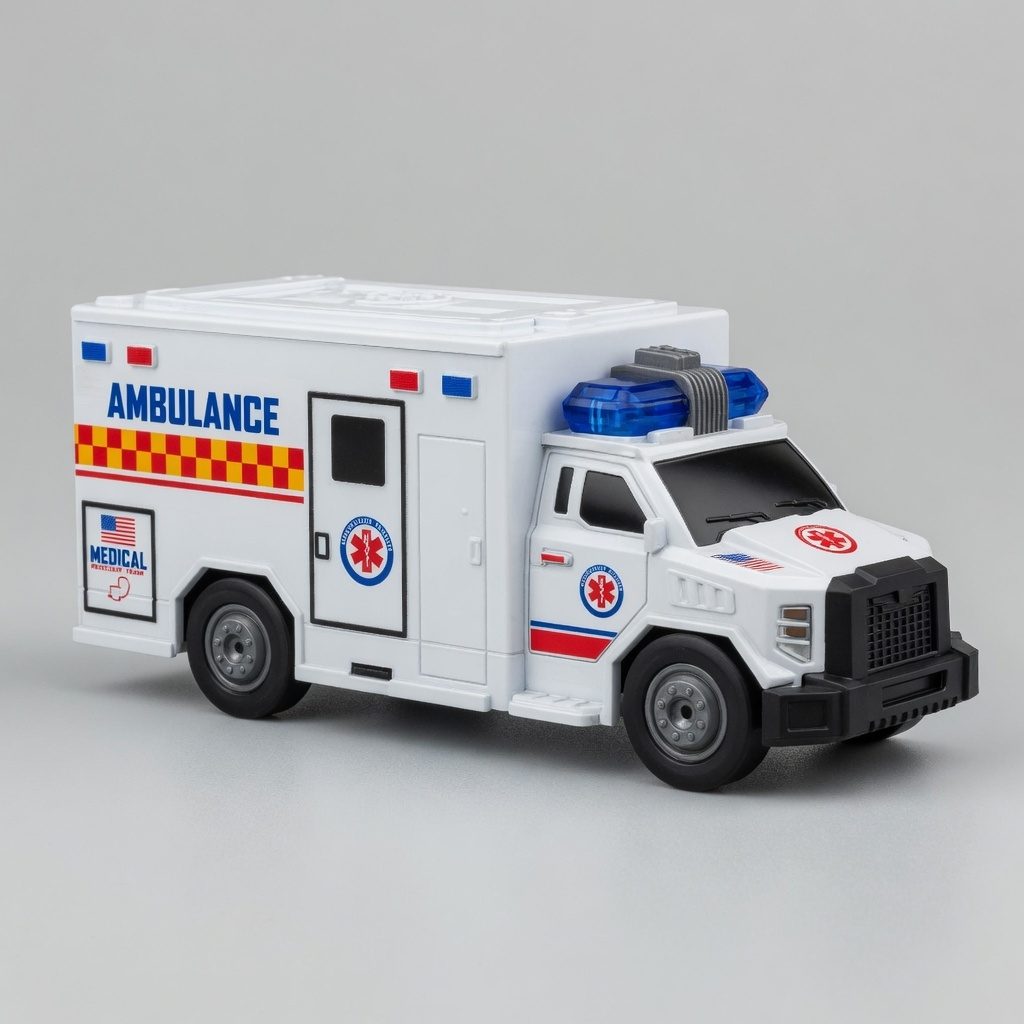 Ambulanta De Salvare Cu Frictiune, Scara 1:20, Cu Lumini Si Sunete, Jucarie Interactiva Vehicul Medical Multifunctional Pentru Copii, Masina De Urgenta Realistica Rescue Car, Efecte Luminoase Si Sonore, Pentru Copii 3+ Ani, Alb 4