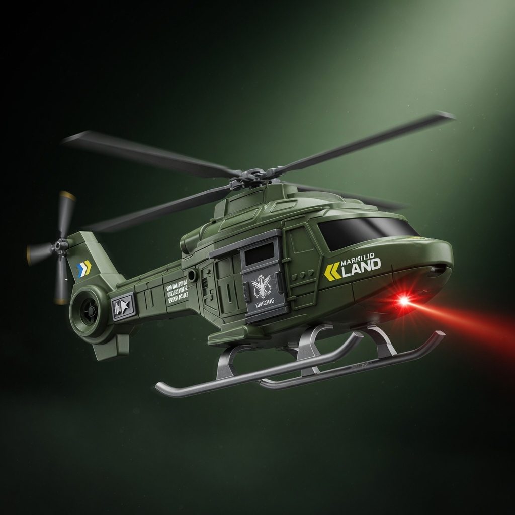 Elicopter Militar Cu Frictiune, Scara 1:20, Cu Lumini Si Sunete, Jucarie Interactiva Vehicul De Interventie, Elicopter De Armata Cu Elice Rotativa Si Design Realist, Efecte Luminoase Si Sonore, Aventura De Salvare, Pentru Copii 3+ Ani, Verde 5