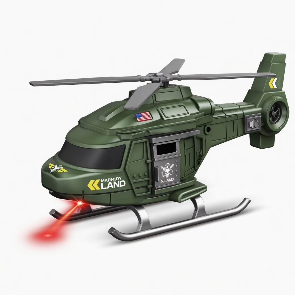 Elicopter Militar Cu Frictiune, Scara 1:20, Cu Lumini Si Sunete, Jucarie Interactiva Vehicul De Interventie, Elicopter De Armata Cu Elice Rotativa Si Design Realist, Efecte Luminoase Si Sonore, Aventura De Salvare, Pentru Copii 3+ Ani, Verde 4