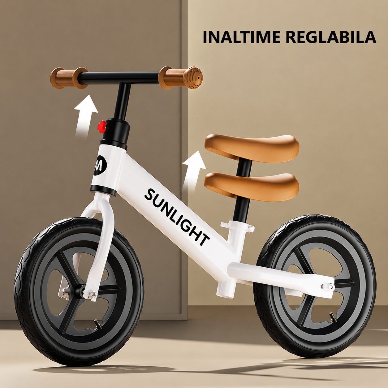 Detaliu ghidon și roți bicicletă Flippy