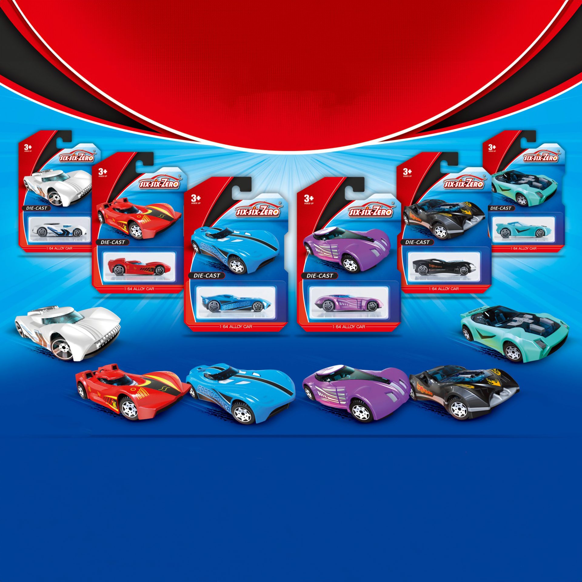 Set 6 Masinute Metalice, Flippy, Tip Alloy Racer 1:64, Masinute pentru Copii, Jucarii Metalice, 8 x 3.2 x 2.2 cm per unitate, Mix Colorate