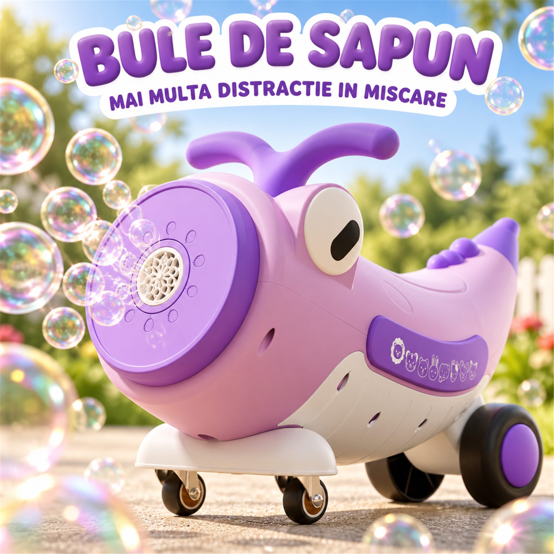 Vedere laterală mașinuță Flippy mov