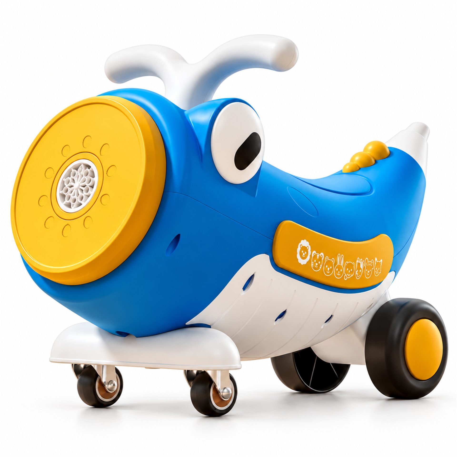 Mașinuță Ride-On Flippy balenă albastră cu bule de săpun