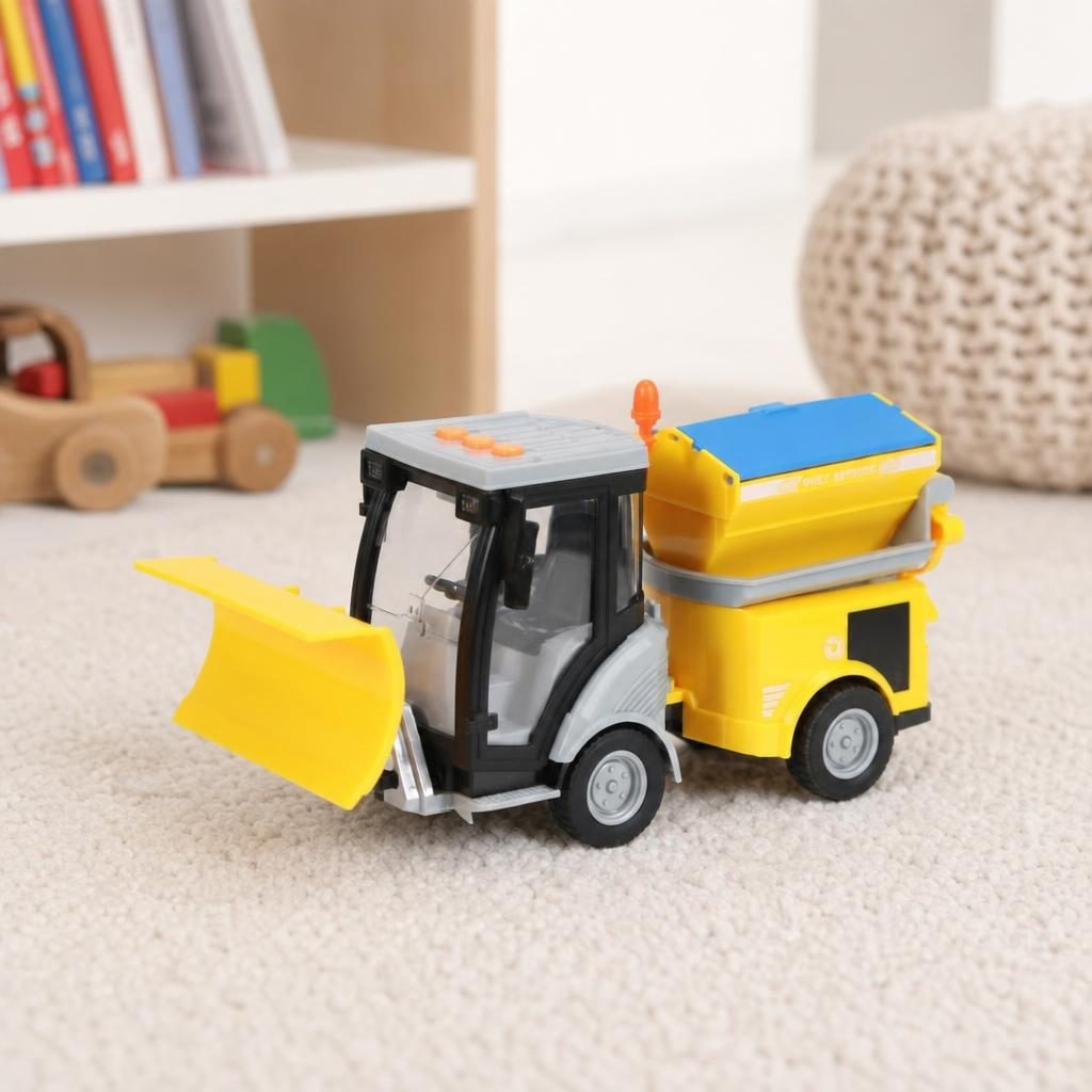 Masina de Maturat Stradala City Service 1:16 cu Lumini si Sunete, Jucarie Interactiva Realista de Curatenie Urbana pentru Copii, Vehicul Galben cu Efecte Luminoase, Sunete Autentice si Cos de Gunoi, Masinuta de Santier Oras Plina de Aventura