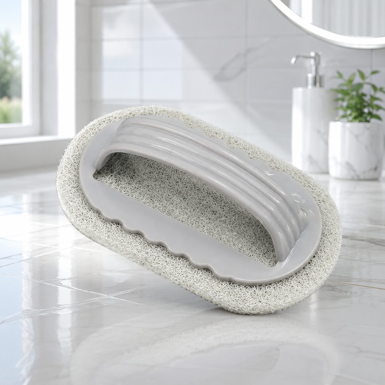 Perie Burete de curatat cu maner, Flippy, perie pentru gresie, baie, Bucatarie Gri
