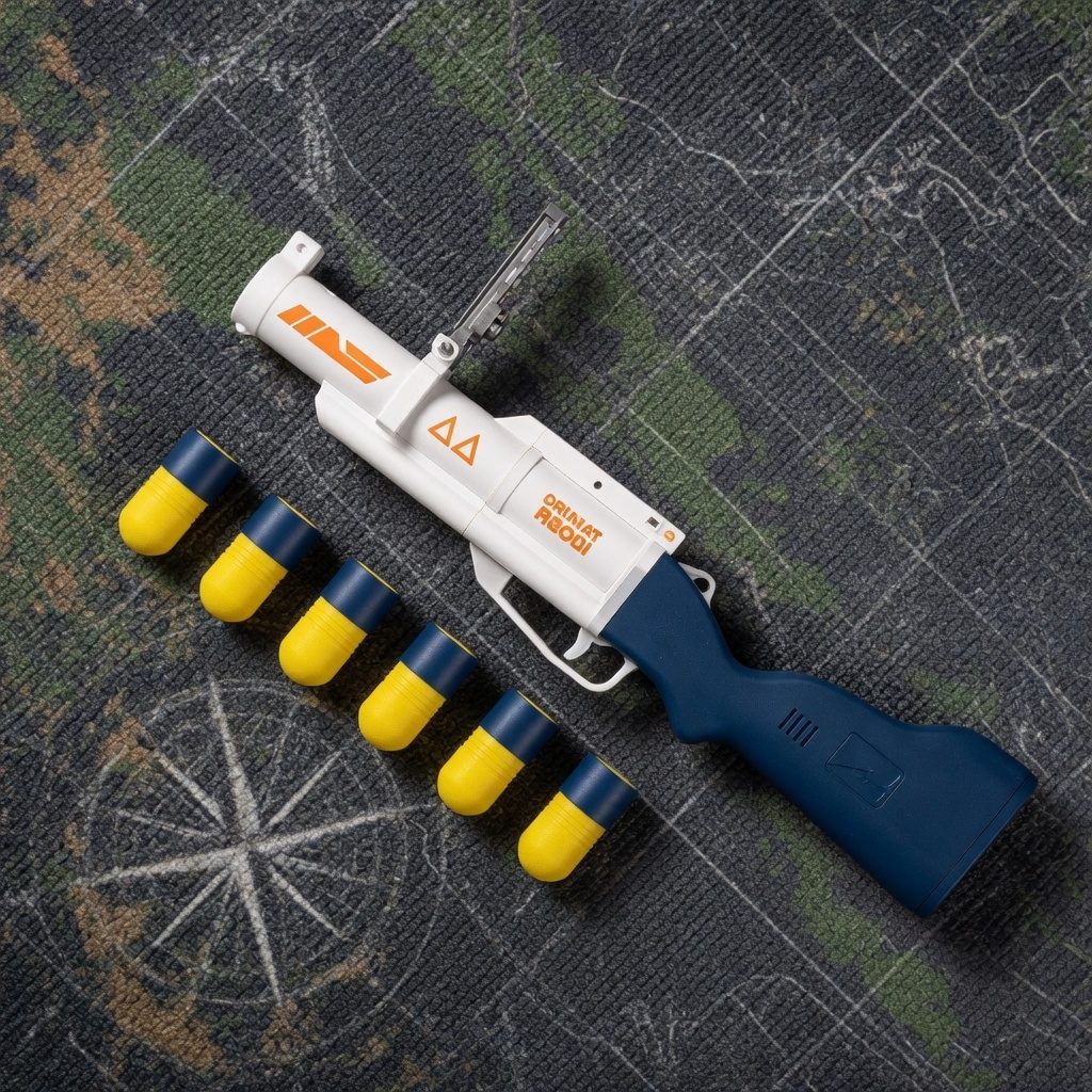 Pusca De Jucarie Tip Revolver Cu 6 Gloante Din Burete Pentru Copii, Blaster Cu Lansare Manuala Si Design Modern, Jucarie Cu Proiectile Moi Si Sistem De Tragere, Set Interactiv De Actiune Pentru Joaca Copii 3+ Ani, Alb/Albastru 4