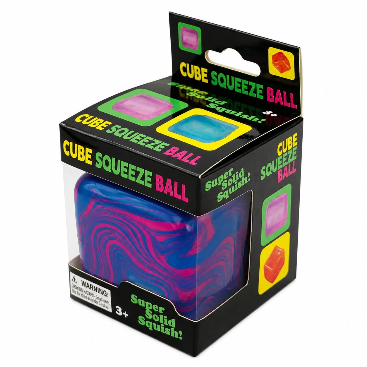 Jucarie Squishy tip Needoh in Forma de Cub de Gheata, , Model Linii Flow din Maltoza, Antistres Senzoriala Comprimabila cu Revenire Lenta, 5.5x5.5x5.5 cm, 180 g, Albastru Royal 2