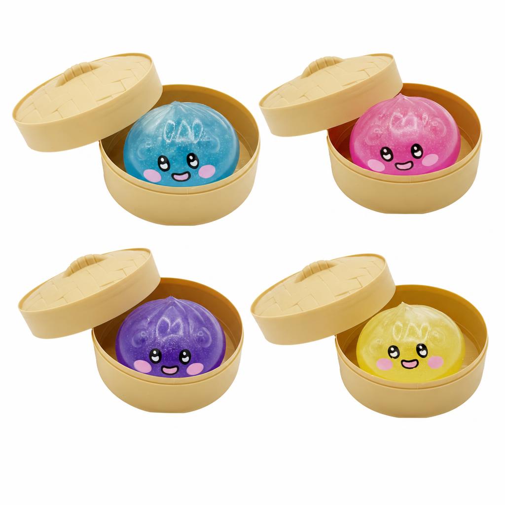 Jucarie Squishy Antistres, , Model Fata Zambitoare Simplu cu Sclipici, 6.5 x 6.5 cm, 120 gr, Culoare Mix Surpriza