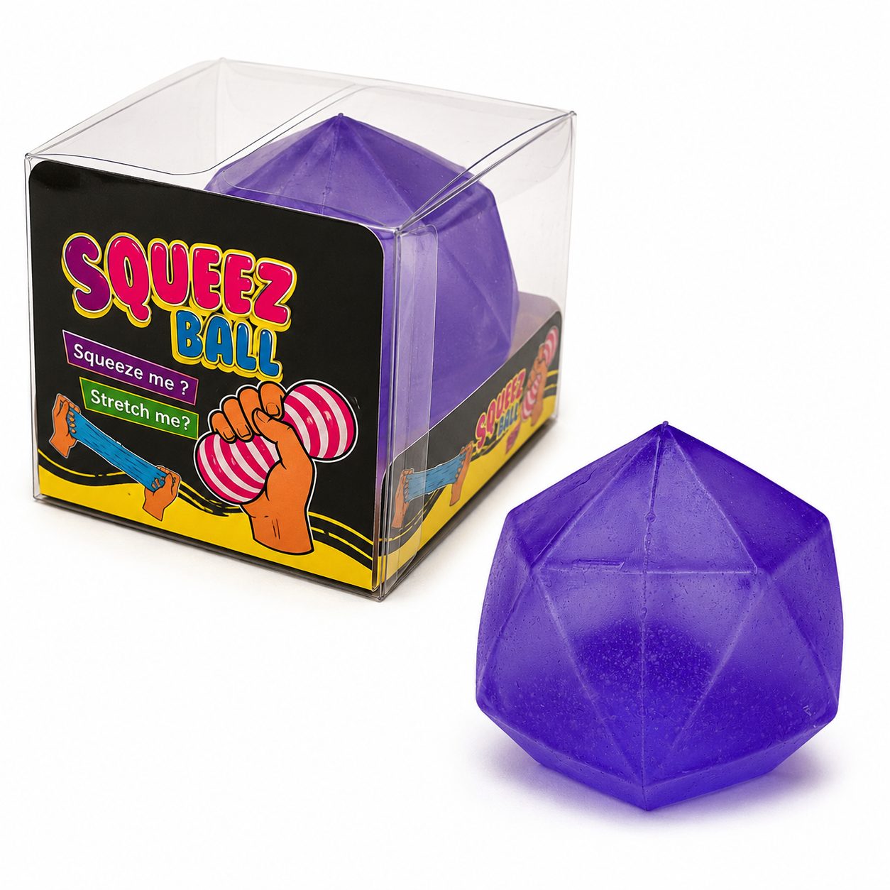 Jucarie Squishy Dumpling in Forma de Diamant, , Model Diamond Sculptat 3D, Antistres Senzoriala Comprimabila cu Revenire Lenta, 6x6 cm, 140 g, Mov