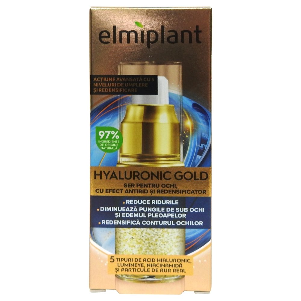 Ser Pentru Ochi cu Efect Antirid, Elmiplant, Hyaluronic Gold, 15 ml 2