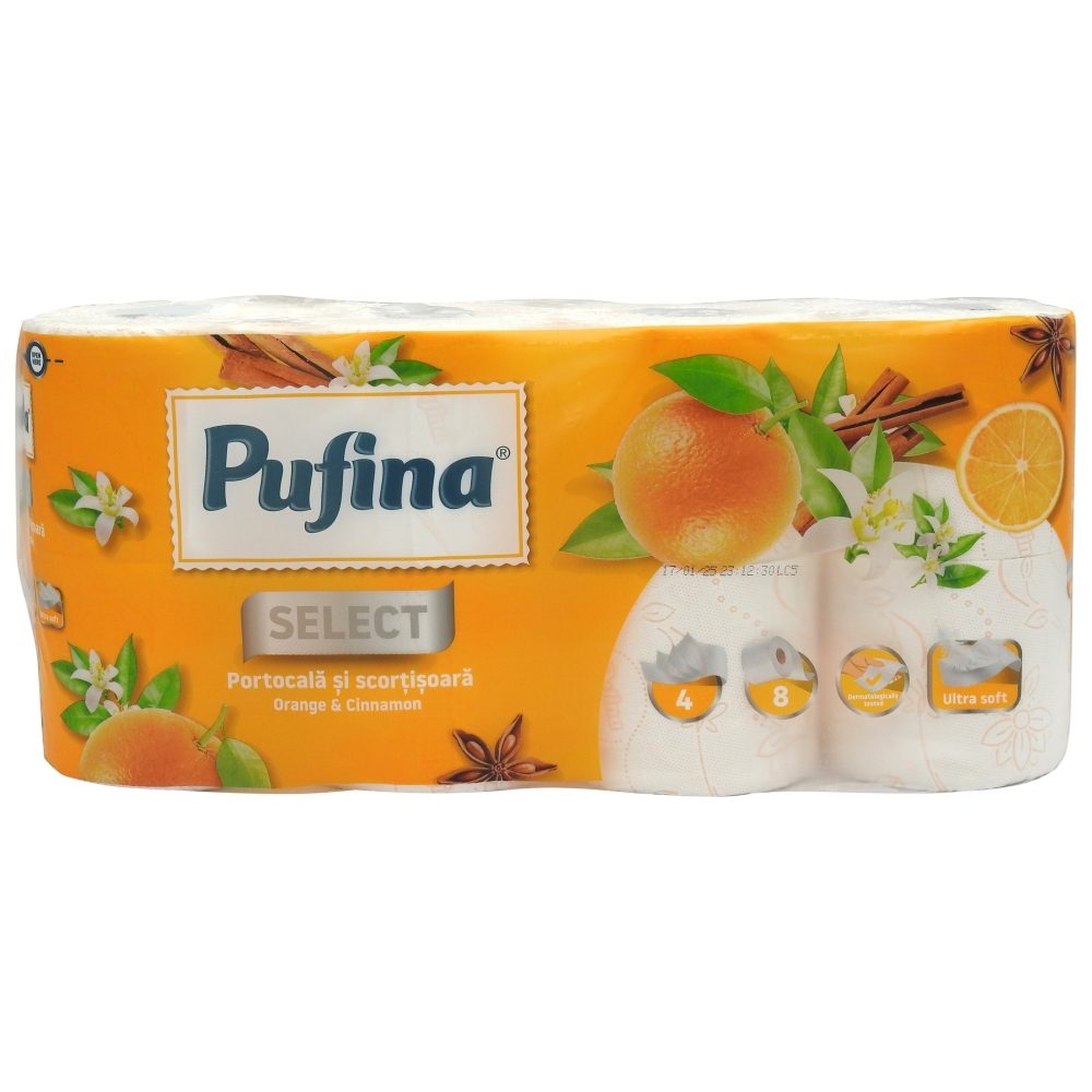 Pufina Hartie Igienica 8ROLE 4STR Portocala si Scortisoara 1
