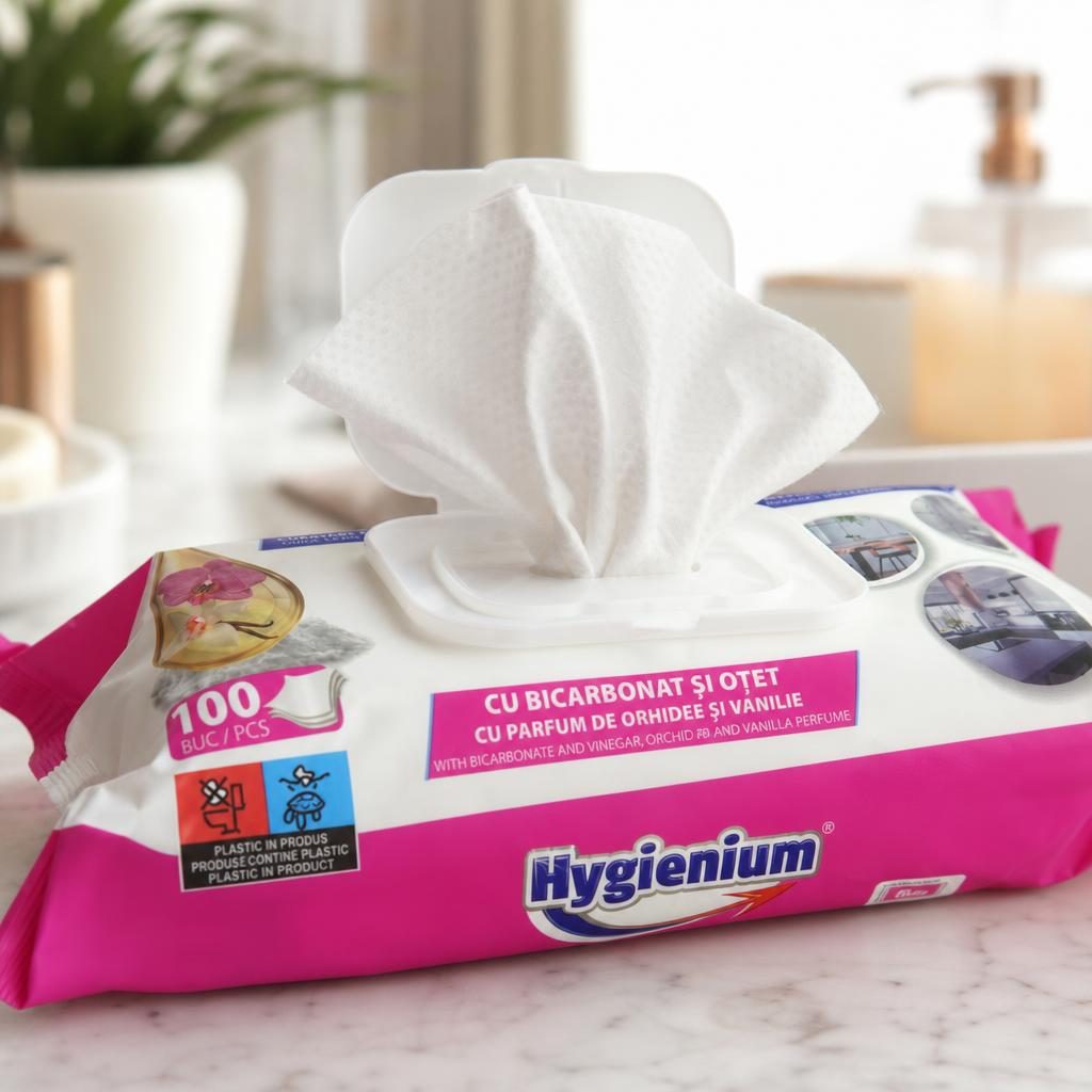 Hygienium Lavete Umede Universale 100 buc Bicarbonat Otet Orhidee Vanilie