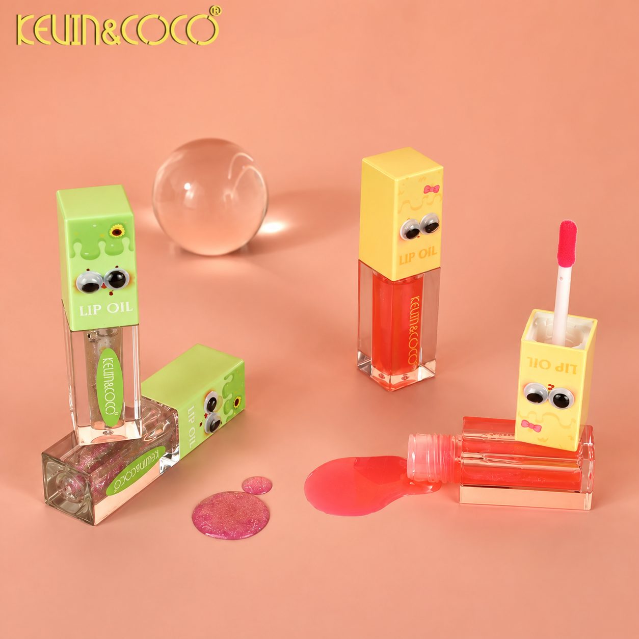 Ulei de Buze, Kevin&Coco, Lip Oil, Hidratant si Lucios, Efect Natural, Textura Usoara, Non-Lipicios, 27.1 g, 8.2 x 2 x 2 cm, Roz 2