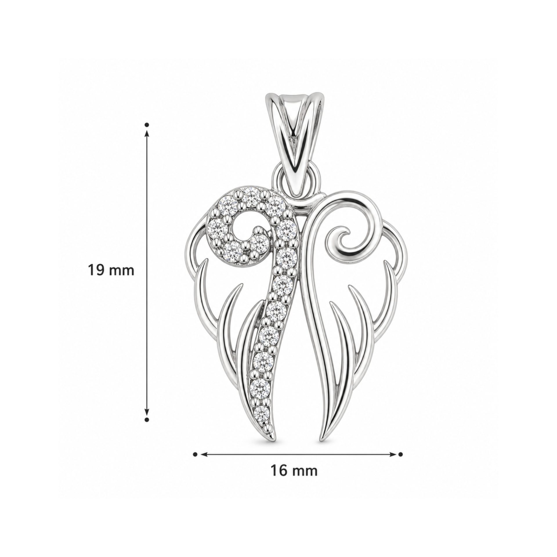 Pandantiv, Jolie Silver, Argint 925, Model 2 Aripi cu Zirconii, 19 x 16 mm, 1.8 g 5
