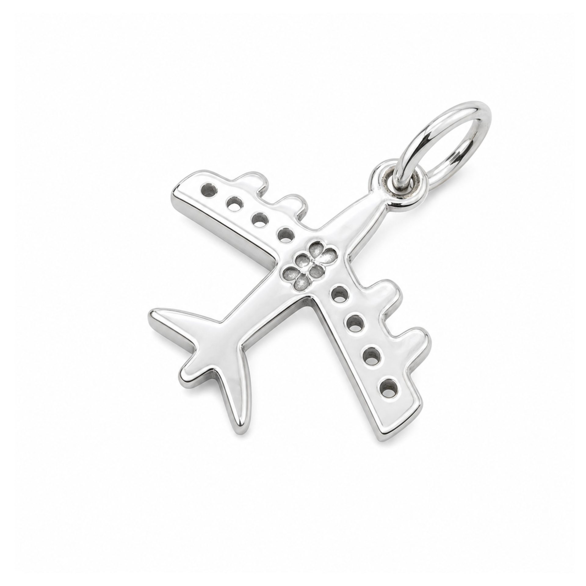 Detaliu pandantiv argint avion zirconi