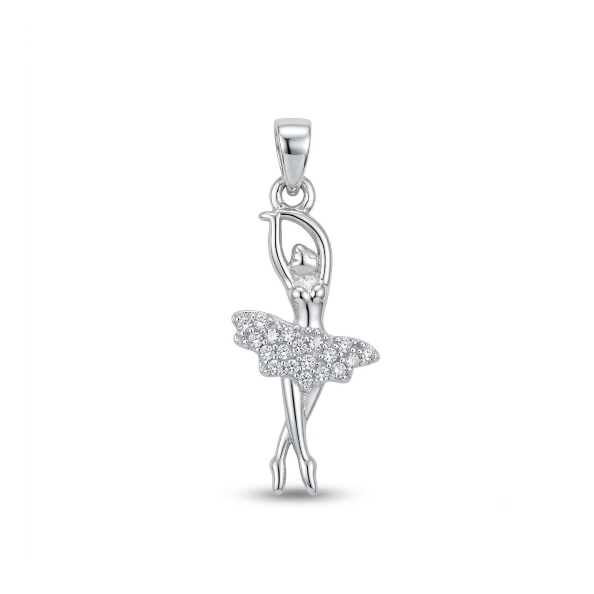 Pandantiv, Jolie Silver, Argint 925, Model Balerina cu Zirconii, 27 x 10 mm, 1.1 g