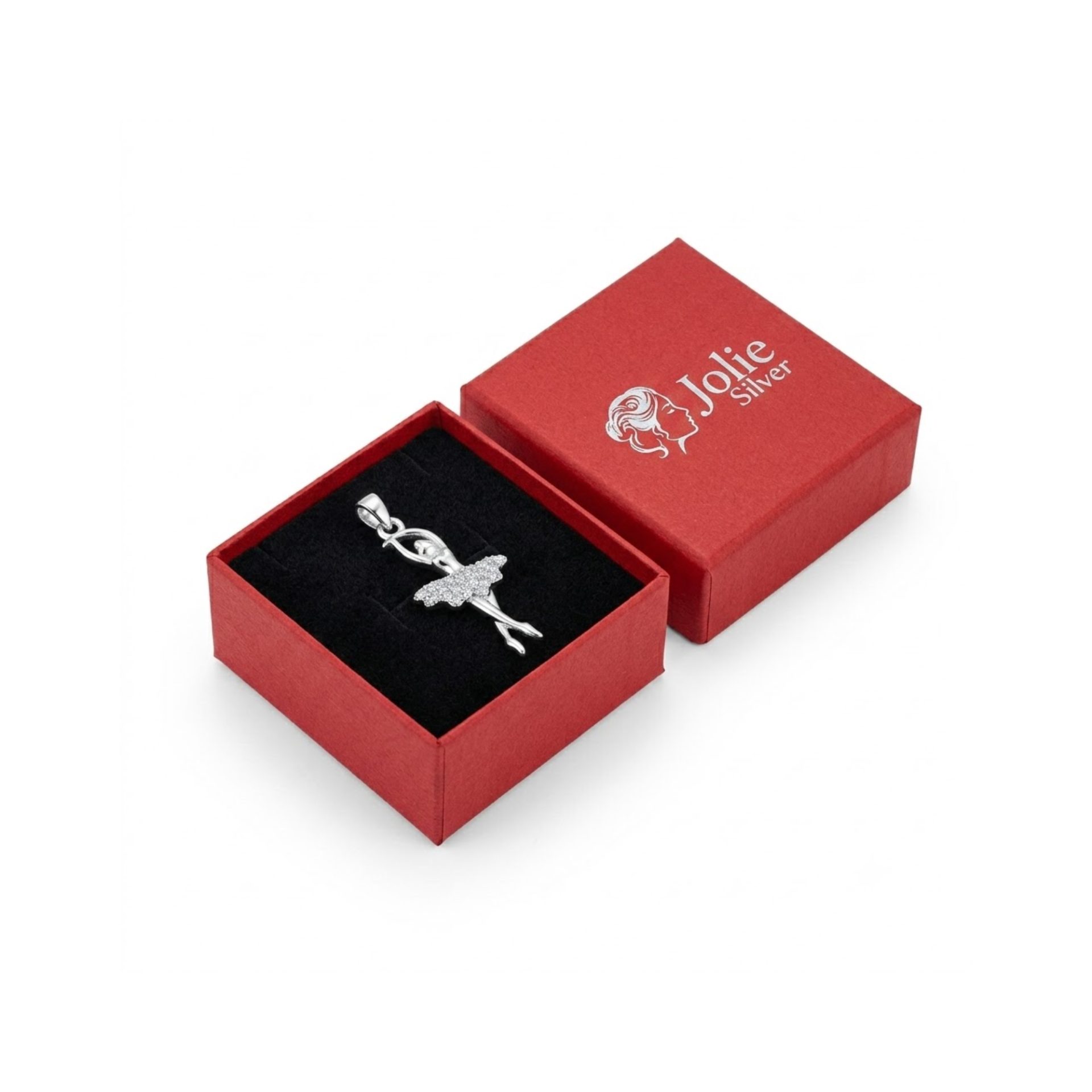 Pandantiv, Jolie Silver, Argint 925, Model Balerina cu Zirconii, 27 x 10 mm, 1.1 g