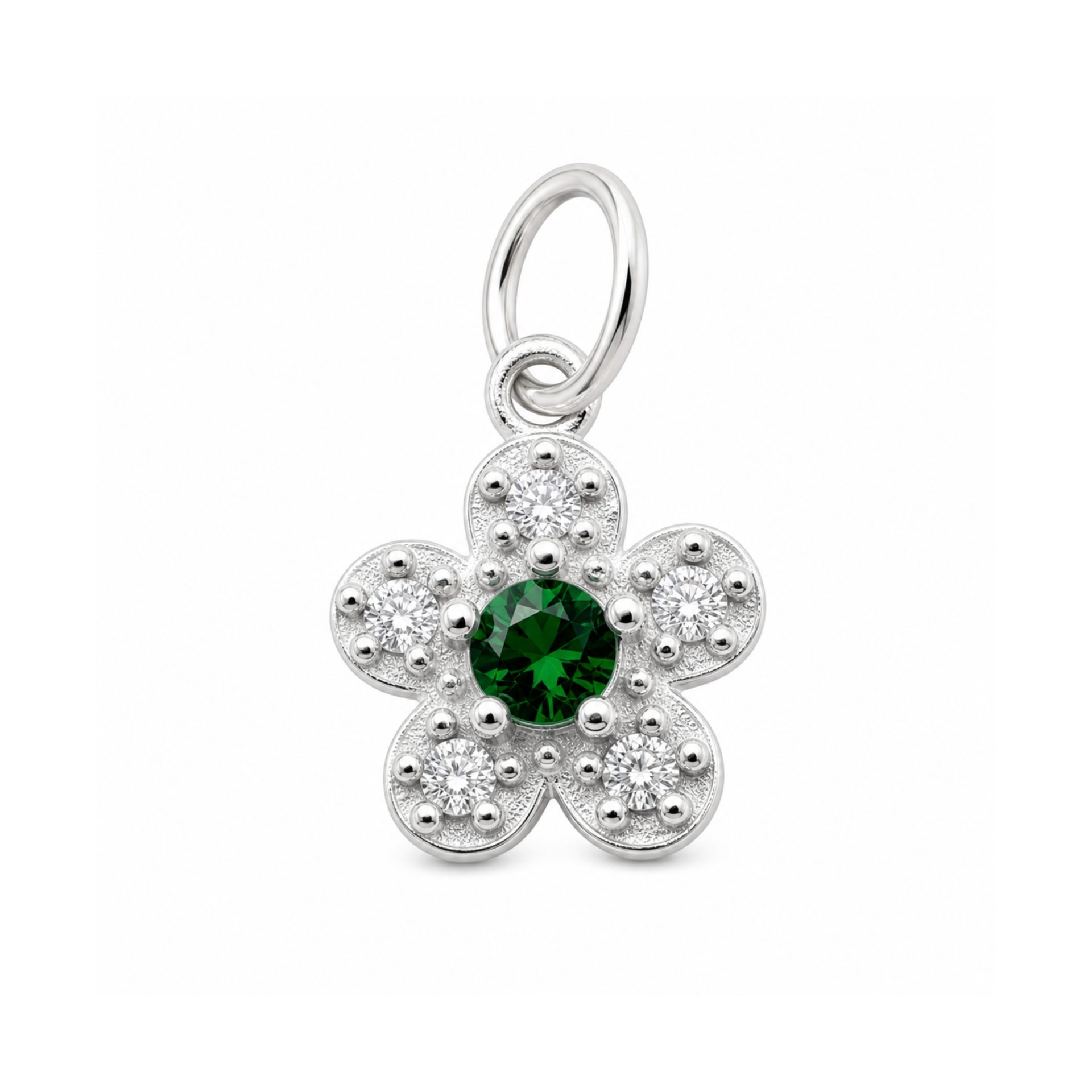 Pandantiv din argint 925 model floare verde smarald